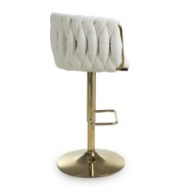 Bangor Cream Fabric Bar Stools With Gold Base In Pair