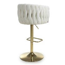 Bangor Cream Fabric Bar Stools With Gold Base In Pair