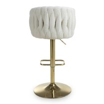 Bangor Cream Fabric Bar Stools With Gold Base In Pair