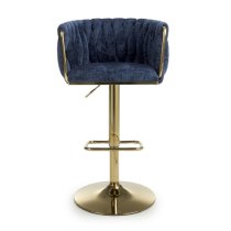 Bangor Fabric Bar Stool With Gold Base In Blue