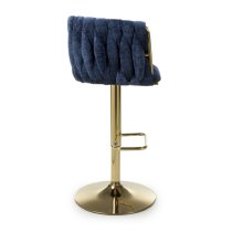 Bangor Fabric Bar Stool With Gold Base In Blue