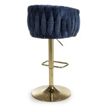 Bangor Fabric Bar Stool With Gold Base In Blue