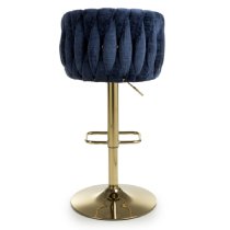 Bangor Fabric Bar Stool With Gold Base In Blue