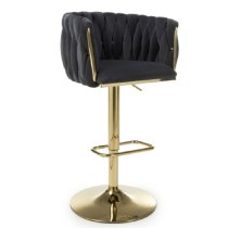 Bangor Velvet Bar Stool With Gold Base In Black