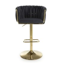 Bangor Velvet Bar Stool With Gold Base In Black