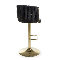 Bangor Velvet Bar Stool With Gold Base In Black