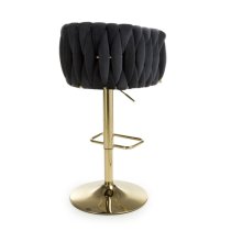 Bangor Velvet Bar Stool With Gold Base In Black