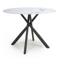 Accro White Glass Dining Table With 4 Lenoir Light Grey Chairs