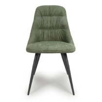 Calhoun Green Fabric Dining Chairs With Black Legs In Pair