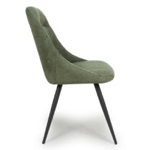 Calhoun Green Fabric Dining Chairs With Black Legs In Pair