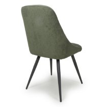 Calhoun Green Fabric Dining Chairs With Black Legs In Pair