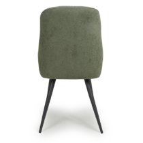 Calhoun Green Fabric Dining Chairs With Black Legs In Pair