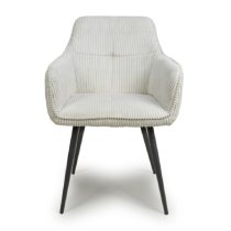 Davidson White Fabric Dining Chairs With Black Legs In Pair