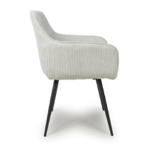 Davidson White Fabric Dining Chairs With Black Legs In Pair