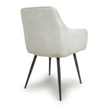 Davidson White Fabric Dining Chairs With Black Legs In Pair