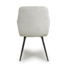 Davidson White Fabric Dining Chairs With Black Legs In Pair