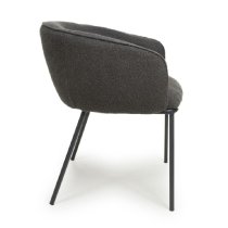 Langley Grey Fabric Dining Chairs With Black Legs In Pair