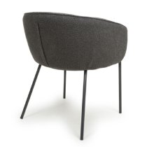 Langley Grey Fabric Dining Chairs With Black Legs In Pair