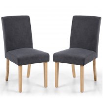 Madrid Dark Grey Fabric Dining Chair With Oak Legs In Pair