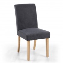 Madrid Dark Grey Fabric Dining Chair With Oak Legs In Pair