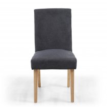 Madrid Dark Grey Fabric Dining Chair With Oak Legs In Pair