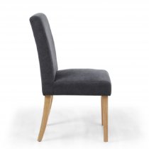 Madrid Dark Grey Fabric Dining Chair With Oak Legs In Pair