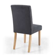 Madrid Dark Grey Fabric Dining Chair With Oak Legs In Pair