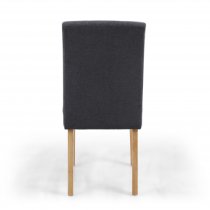 Madrid Dark Grey Fabric Dining Chair With Oak Legs In Pair