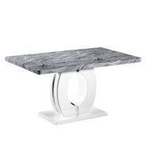 Naiva Grey Gloss Marble Dining Table With 4 Conary Black Chairs