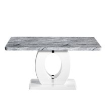 Naiva Grey Gloss Marble Dining Table With 4 Conary Black Chairs