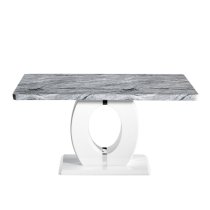 Naiva Grey Marble Dining Table With 4 Rabat Silver Grey Chairs