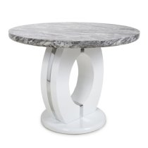 Naiva Grey Marble Round Dining Table 4 Rabat Silver Grey Chairs