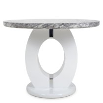 Naiva Grey Marble Round Dining Table 4 Rabat Silver Grey Chairs