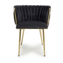 Oaklyn Black Velvet Dining Chairs With Gold Legs In Pair