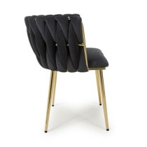 Oaklyn Black Velvet Dining Chairs With Gold Legs In Pair