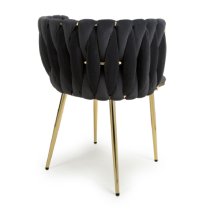 Oaklyn Black Velvet Dining Chairs With Gold Legs In Pair