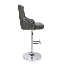 Rivne Graphite Grey Leather Bar Stools With Chrome Base In Pair