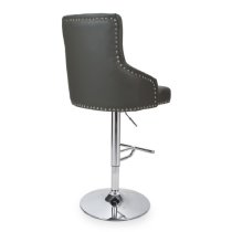 Rivne Graphite Grey Leather Bar Stools With Chrome Base In Pair