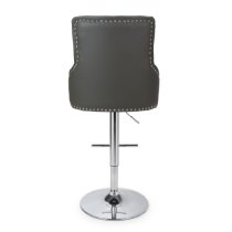 Rivne Graphite Grey Leather Bar Stools With Chrome Base In Pair