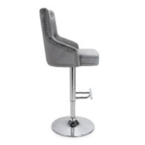 Rivne Grey Velvet Bar Stools With Chrome Base In Pair