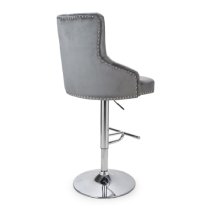 Rivne Grey Velvet Bar Stools With Chrome Base In Pair