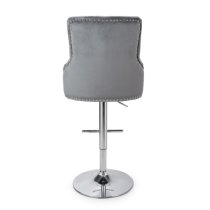 Rivne Grey Velvet Bar Stools With Chrome Base In Pair