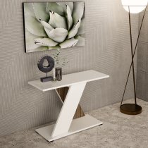 Enna High Gloss Rectangular Console Table In White