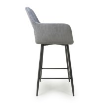 Safford Blue And Grey Fabric Bar Chairs With Black Legs In Pair