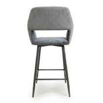 Safford Blue And Grey Fabric Bar Chairs With Black Legs In Pair