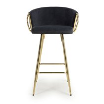 Visalia Velvet Bar Stool With Gold Legs In Black