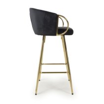 Visalia Velvet Bar Stool With Gold Legs In Black