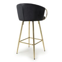 Visalia Velvet Bar Stool With Gold Legs In Black