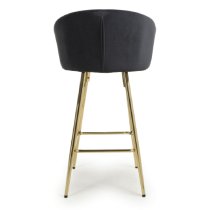 Visalia Velvet Bar Stool With Gold Legs In Black