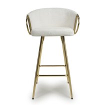 Visalia Fabric Bar Stool With Gold Legs In Cream